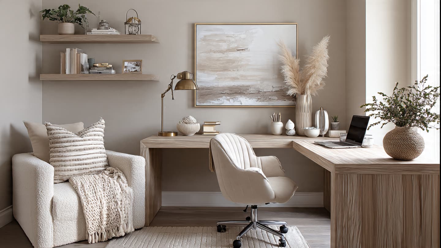 Beige & Neutral Desk Setup 4