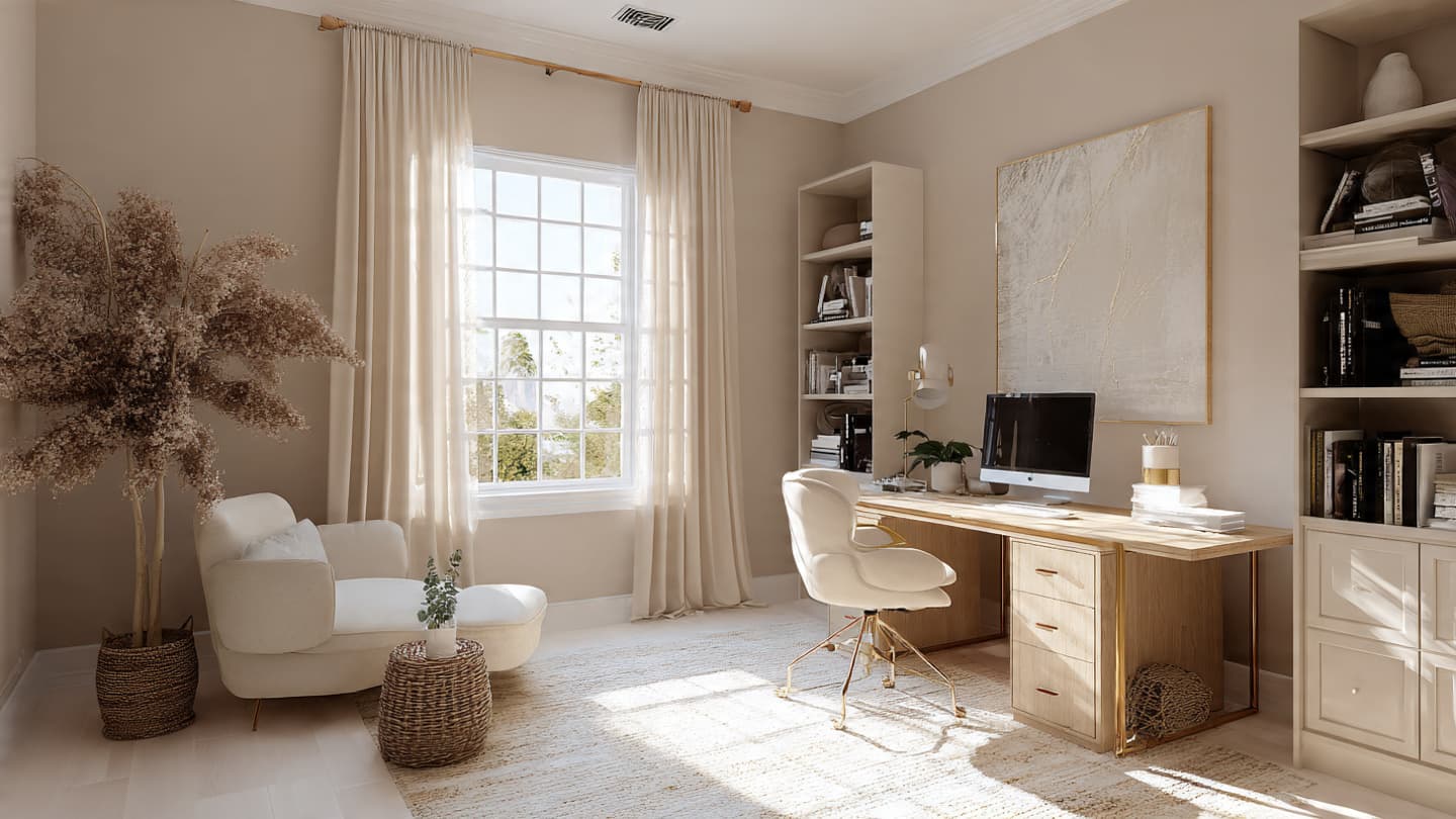 Beige & Neutral Desk Setup 5