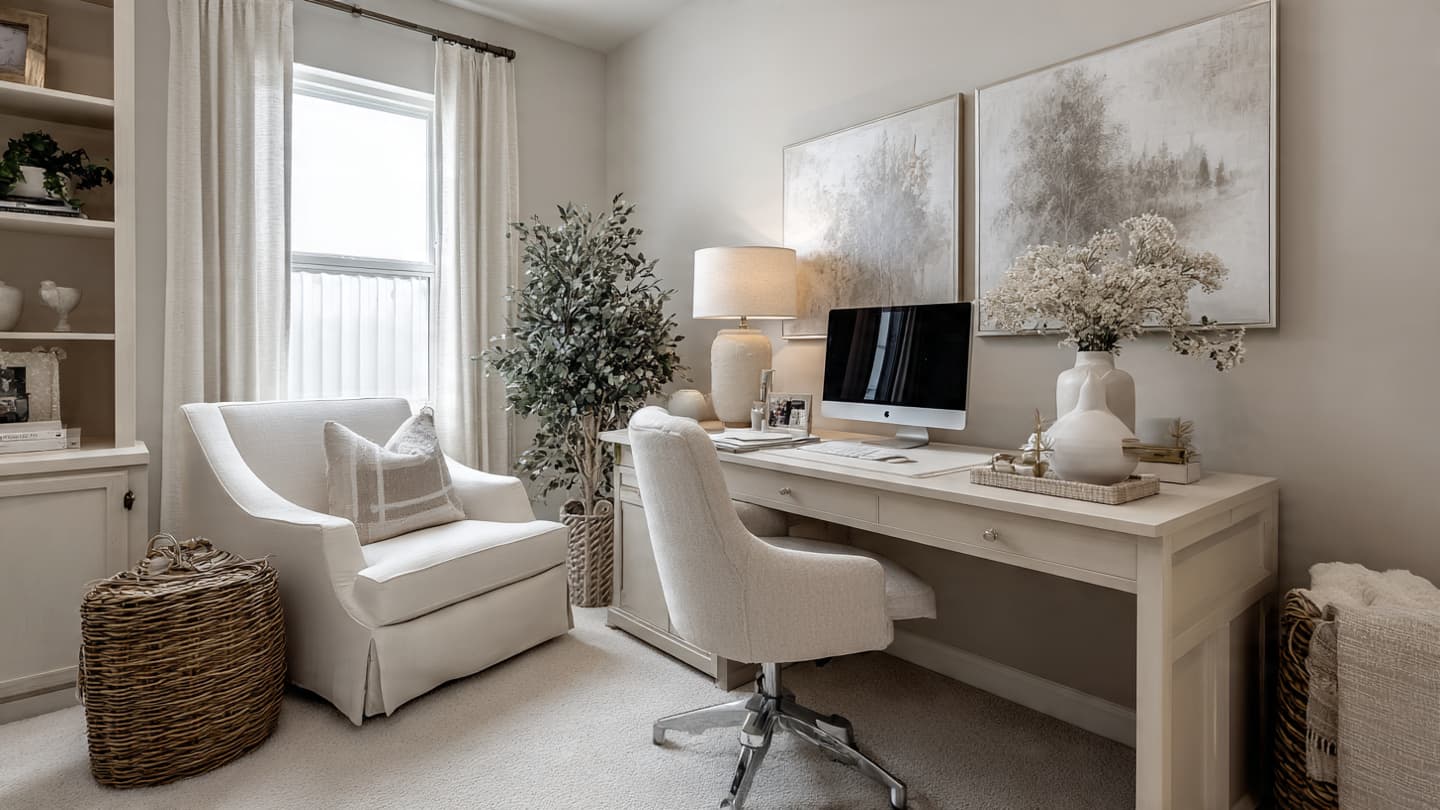 Beige & Neutral Desk Setup 1