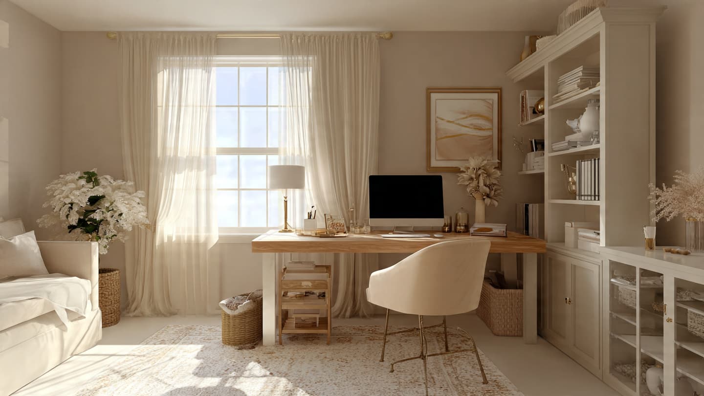 Beige & Neutral Desk Setup 2