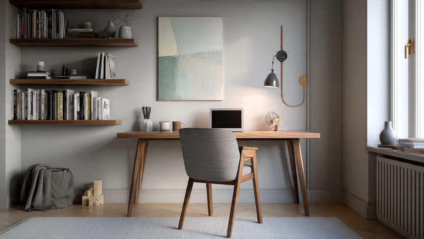 Minimalist desk with subtle decorative accents