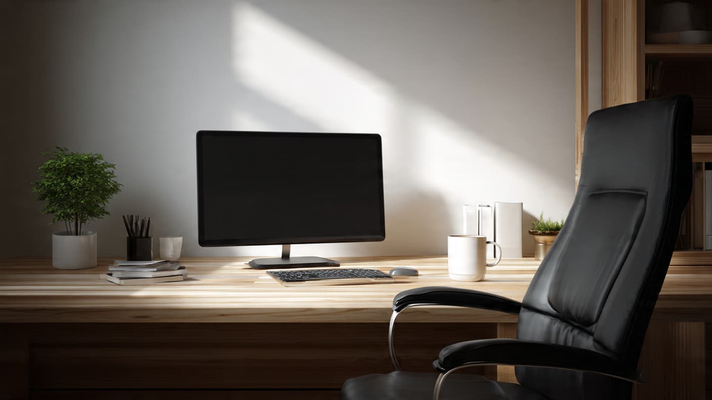 Monitor positioned too low causing neck strain