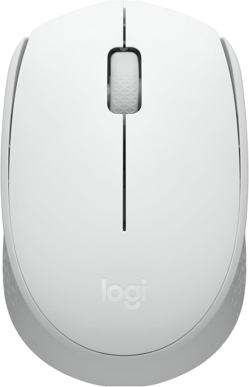 Small white Logitech mouse.