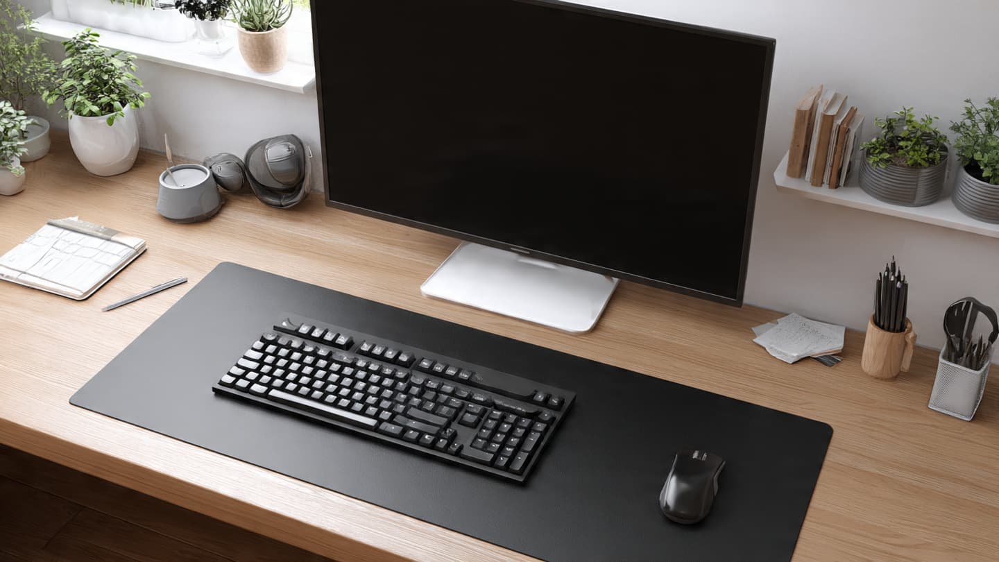 Minimal desk layout with only essential items
