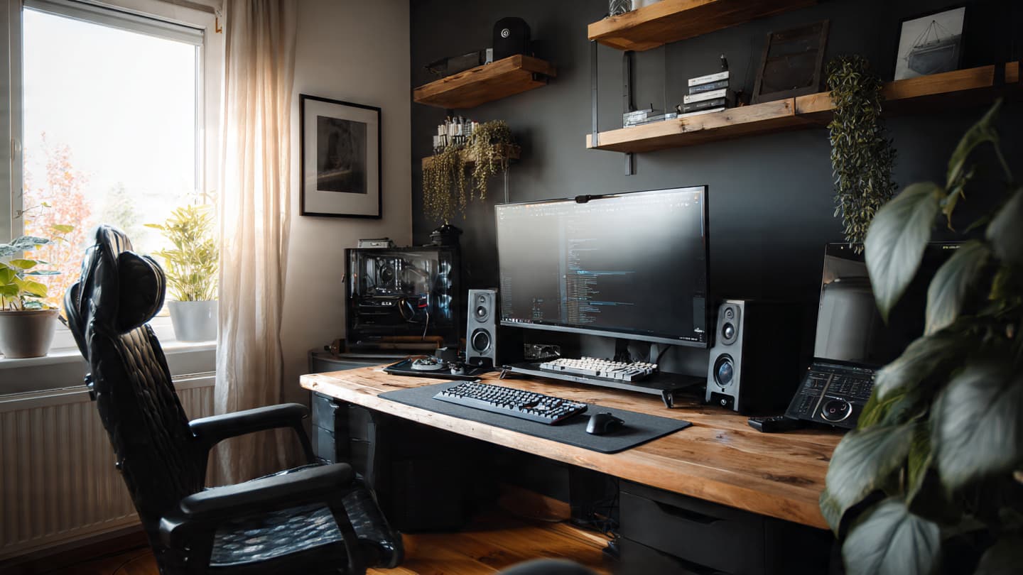 Modern tech desk optimized for daily workflow